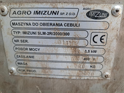 Zdjęcie przedmiotu: Maszyna do obierania cebuli z łuski stałej IMIZUNI SLM-2R/2000/300