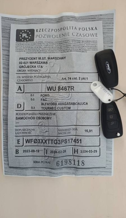 Zdjęcie przedmiotu: Ford TURNEO Oświadczenie o utracie DR