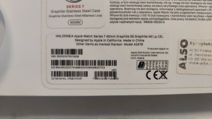 Zdjęcie przedmiotu: Zegarek / Smartwatch Apple Watch 7 45mm GPS + Cellular stal nierdzewna w kolorze mocnego grafitu z bransoletą mediolańską w kolorze mocnego grafitu kod prod. MKL33WB/A