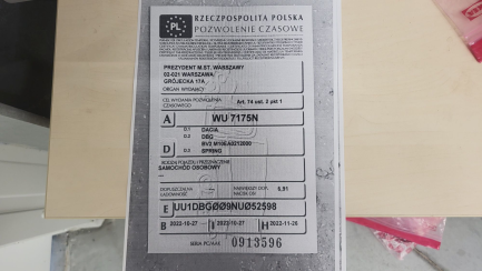 Zdjęcie przedmiotu: Dacia Spring 27.4kWh Essential Oświadczenie o utracie DR