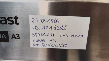 Zdjęcie przedmiotu: Zmywarko wyparzarka Stalgast 801507 uniwersalna, dozownik płynu myjącego, pompa zrzutowa, P 4.9/3.4 kW, U 400/230 V