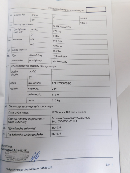 Zdjęcie przedmiotu: W&oacute;zek widłowy elektryczny Mitsubishi FB 15KRT PAC