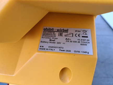 Zdjęcie przedmiotu: Maszyna szorująco-zbierająca GHIBLI&WIRBEL FR 30 SM 45 TOUCH