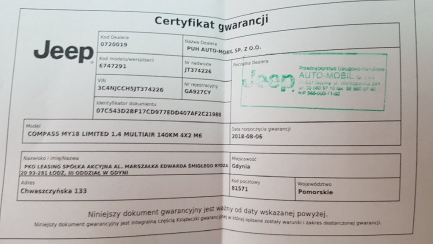 Zdjęcie przedmiotu: Jeep Compass Kombi  1.4 TMair Limited  Aukcja pakietowa 4 sztuki 