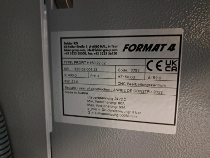 Zdjęcie przedmiotu: FORMAT 4 H150 CNC machining center 22.32