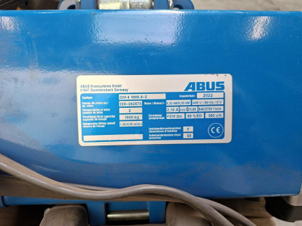 Zdjęcie przedmiotu: ABUS EHB type overhead crane (single-girder) &ndash; 2 pcs.