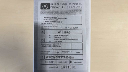 Zdjęcie przedmiotu: Mercedes-benz Sprinter E6e 3.5t Oświadczenie o utracie DR