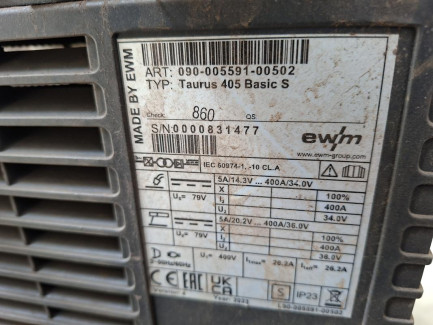 Zdjęcie przedmiotu: Інверторний зварювальний апарат EWM Taurus 405 Basic S