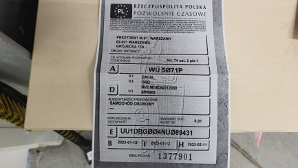 Zdjęcie przedmiotu: Dacia Spring 27.4kWh Comfort Plus Oświadczenie o utracie DR