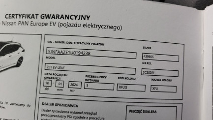 Zdjęcie przedmiotu: Nissan Leaf 40kWh N-Connecta Oświadczenie o utracie DR