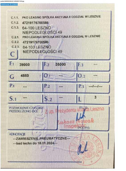 Zdjęcie przedmiotu: FLIEGL DHKA 390 SDS01 35.0t Declaration of loss of registration certificate