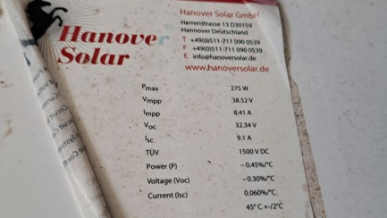 Zdjęcie przedmiotu: Hanover Solar GmbH photovoltaic panels – 25 pcs