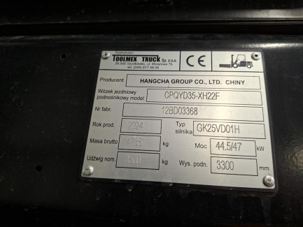 Zdjęcie przedmiotu: HANGCHA CPQYD35-XH22F Forklift