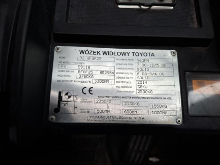Zdjęcie przedmiotu: Вилочний навантажувач TOYOTA 02-8FGF25