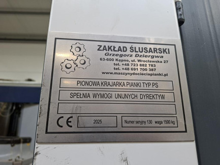 Zdjęcie przedmiotu: Vertical foam cutter type PS ZAKŁAD ŚLUSARSKI Grzegorz Dziergwa