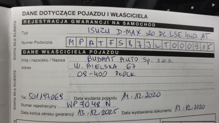 Zdjęcie przedmiotu: Isuzu D-Max 1.9 d DC LSE aut