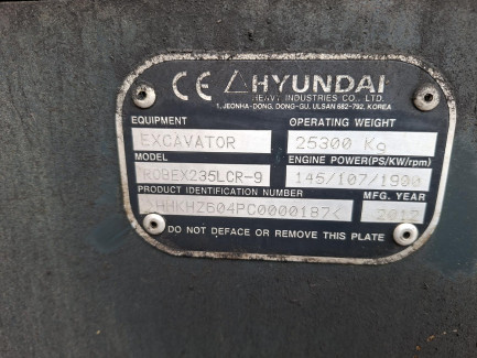 Zdjęcie przedmiotu: Гусеничний екскаватор HYUNDAI ROBEX 235LCR-9