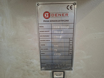 Zdjęcie przedmiotu: DENER MAKINA SAN. TIC. LTD. STI DDM 5020 (SERVOBRAKE 5020) Сервоелектричний листозгинальний прес