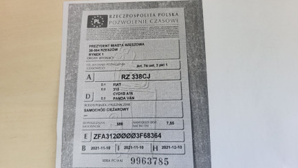 Zdjęcie przedmiotu: Fiat Panda Van 1.0 GSE Hybrid Pop Business/Pop Oświadczenie o utracie DR