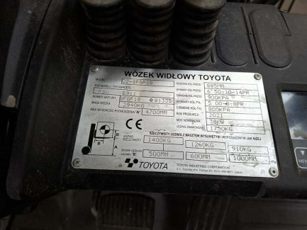 Zdjęcie przedmiotu: Wózek widłowy Toyota 02-8FGF18 