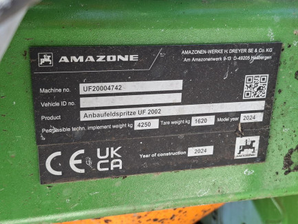 Zdjęcie przedmiotu: AMAZONE UF 2002 mounted sprayer + FT 1001 front tank