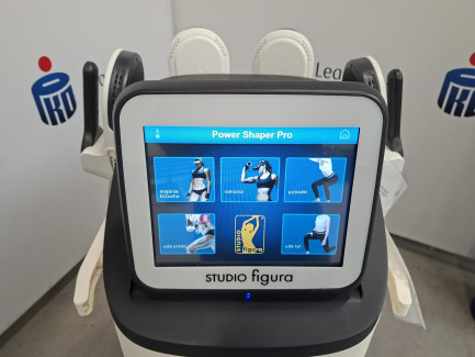 Zdjęcie przedmiotu: Urządzenie kosmetyczne STUDIO FIGURA Power Shaper Pro wykorzystywane do stymulacji mięśni do intensywnej pracy, prowadząc do ich wzmocnienia i redukcji tkanki tłuszczowej.
