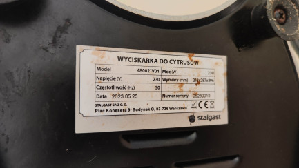 Zdjęcie przedmiotu: Stalgast 480021 citrus juicer