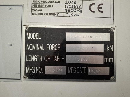 Zdjęcie przedmiotu: Гідравлічний листозгинальний прес ZENITH WC67Y 125x3200