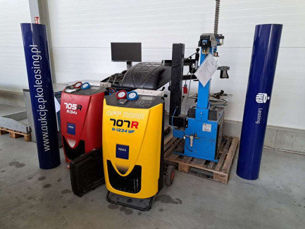 Set of workshop equipment (air conditioning equipment, wheel balancer, tire changer, jump starter, fault tester)