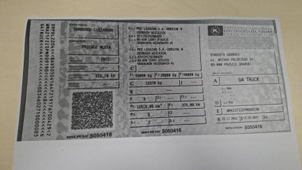 Zdjęcie przedmiotu: MAN TGS Oświadczenie o utracie DR