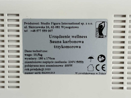 Zdjęcie przedmiotu: Велнес-прилад STUDIO FIGURA Карбонова сауна