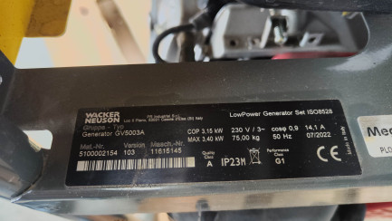 Zdjęcie przedmiotu: WACKER NEUSON GV 5003A generator