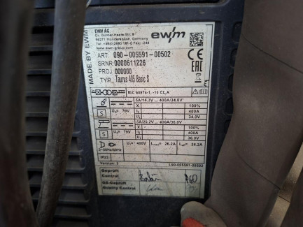 Zdjęcie przedmiotu: Інверторний зварювальний апарат EWM Taurus 405 Basic S