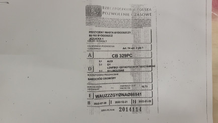 Zdjęcie przedmiotu: Audi S3 TFSI Quattro S tronic Oświadczenie o utracie DR