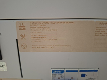 Zdjęcie przedmiotu: Urządzenie kosmetyczne INNARI HTP MONDUNIQ COSMETIQUES PROFESSIONNEL DERMIE PHARM