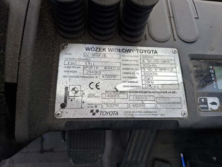 Zdjęcie przedmiotu: Wózek widłowy Toyota 02-8FGF18 