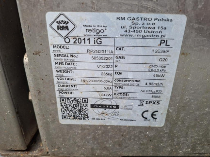 Zdjęcie przedmiotu: Газова комбінована пароварка RETIGO O 2011 iG