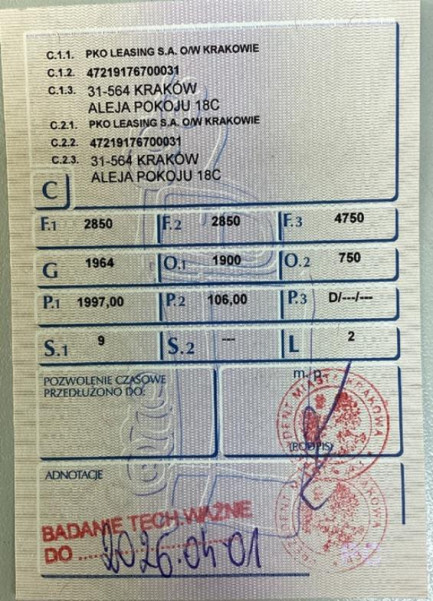 Zdjęcie przedmiotu: Opel Vivaro Long 2.0 CDTI E6d 3.0t Oświadczenie o utracie DR