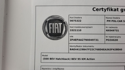 Zdjęcie przedmiotu: Fiat 500 23.8kWh Action