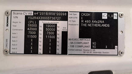 Zdjęcie przedmiotu: SCANIA R460 E6 18.0t Highline