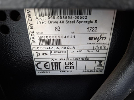 Zdjęcie przedmiotu: Інверторний зварювальний апарат EWM Taurus 405 Steel Synergic S