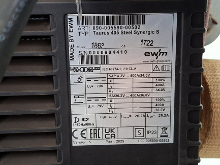Zdjęcie przedmiotu: Інверторний зварювальний апарат EWM Taurus 405 Steel Synergic S