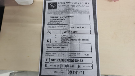 Zdjęcie przedmiotu: Toyota Corolla TS Kombi 1.2 T Active MS Oświadczenie o utracie DR