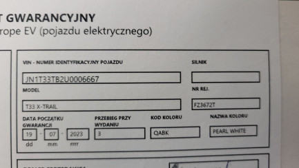 Zdjęcie przedmiotu: Nissan X-trail 1.5 VC-T e-POWER Tekna e-4ORCE Oświadczenie o utracie DR