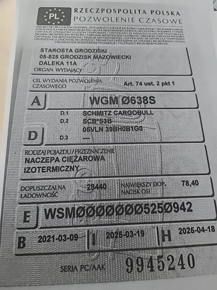Zdjęcie przedmiotu: SCHMITZ SCB*S3B 36.0t Oświadczenie o utracie DR