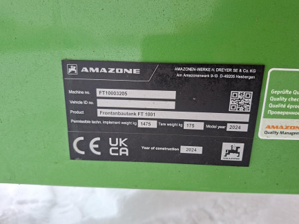 Zdjęcie przedmiotu: AMAZONE UF 2002 mounted sprayer + FT 1001 front tank