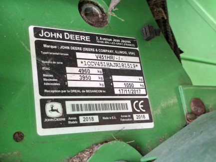 Zdjęcie przedmiotu: Прес-підбирач JOHN DEERE V451HR