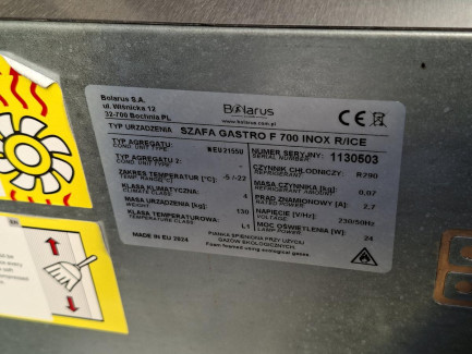 Zdjęcie przedmiotu: Bolarus GASTRO F700 catering freezer