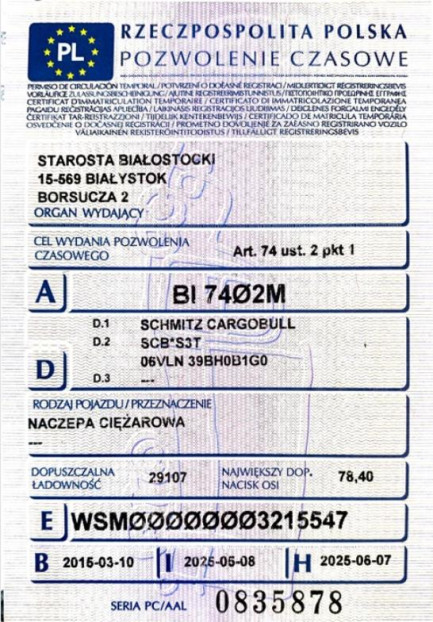 Zdjęcie przedmiotu: SCHMITZ SCBS3T 35.0t Високобортовий Oświadczenie o utracie DR