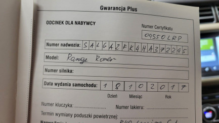 Zdjęcie przedmiotu: RANGE ROVER 3.0TD V6 HSE EU6 Declaration of loss of registration certificate